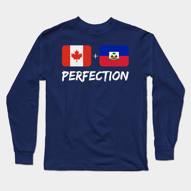 Canadian Plus Haitian Mix Flag Heritage Gift Long Sleeve T-Shirt by Just Rep It!!